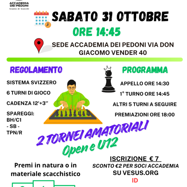 Torneo Scacchi Halloween: la sfida da paura in Accademia dei Pedoni